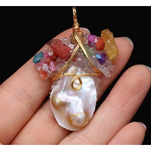 New Style Fashion Pendant Natural Pearl Irregular Winding Rainbow Stone For Jewelry Making DIY Necklace Bracelet Accessory