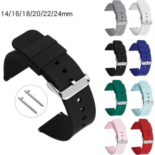 14mm 16mm 18mm 20mm 22mm 24mm Silicone Band Strap Quick Release Watchband Bracelet for Samsung Active 2 Huami Huawei Smart Watch