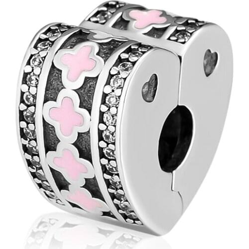 Fits Pandora Bracelets Genuine 925 Sterling Silver Sparkling Arcs Of Love Silver Clip Charm Beads for Jewelry Making kralen