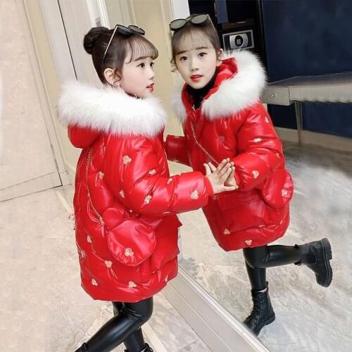 Cute Baby Girls Parkas Cold Winter Jackets Outerwear For 4 5 6 7 8 9 10 11 12 Yrs Warm Hooded Outwear Warm Soft Cotton Clothes