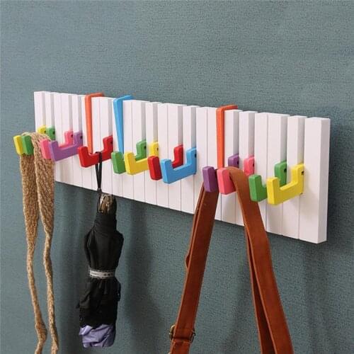 Coat Rack Hook Wooden Piano Style Color Wall Hanging Decoration Rack Magnetic Hanger Key Ring Storage Hook