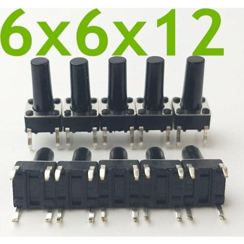 50pcs/lot 6x6x12MM 4PIN G95 Tactile Tact Push Button Micro Switch Direct Self-Reset DIP Top Copper Russia
