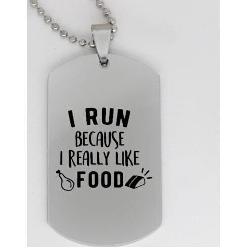 Ufine jewelry Athlete Weight loss gift pendant army card I run because I really like... stainless steel customed necklace N4145