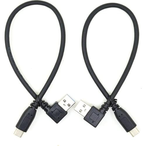 USB C Cable USB 3.0 A Left / Right Angle 90 degrees to USB 3.1 Type C Data Sync & Charge Cord USB-C Converter Adapter 25cm
