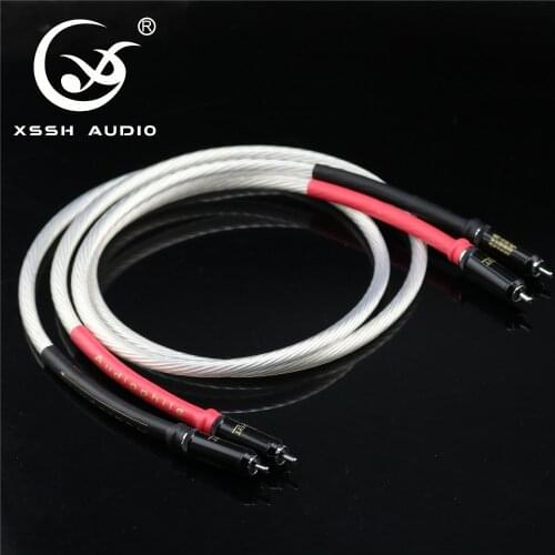 XSSH Audio HiFi 12 core 8mm OCC OFC Silver Plated Male RCA to Male RCA Audio Line Cable XLR cables Wire Cord
