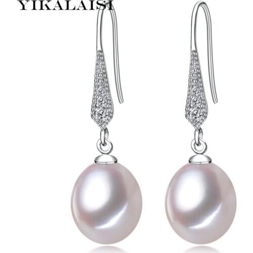 2017 new style 100% natural freshwater pearl stud earrings 8-9mm real pearl 925 sterling silver jewelry for women girls