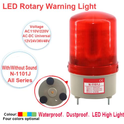 1Pcs AC 380V LED N-1101 Rotating Sound Beacon Warning Light Lamp N-1101J Spiral Fixed Alarm For Industrial LTE-1101