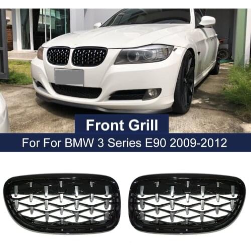 2PCS Auto Kidney Grille Replacement Meteor Grill for BMW E90 E91 3 Series 2009-2012 Front Diamond Racing Grills Car Accessories