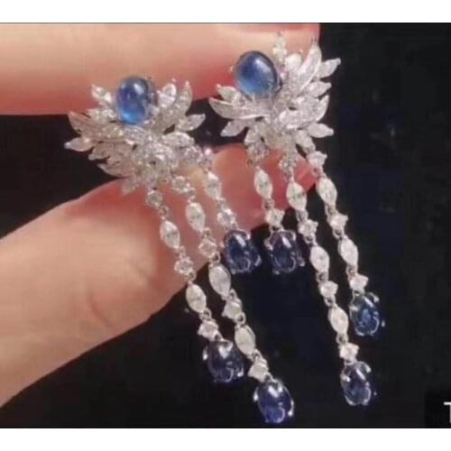 Accking Luxury Trendy tassel Cubic Zirconia Women Bridal Dress Wedding Earring Fashion Jewelry party gift accessory