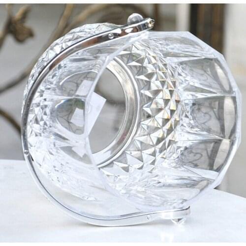 Behogar 1000ml Clear Acrylic Bar Pub KTV Wine Beer Champagne Bottle Ice Cubes Bucket Container with Silver Plating Handle