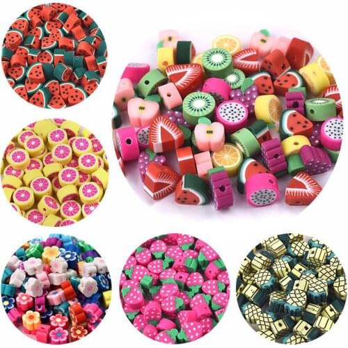 Soft Polymer Clay Beads Flat Round Loose Spacer Beads Fruit Heart Shape DIY Bracelet Necklace Jewelry Making Supplies Handicraft