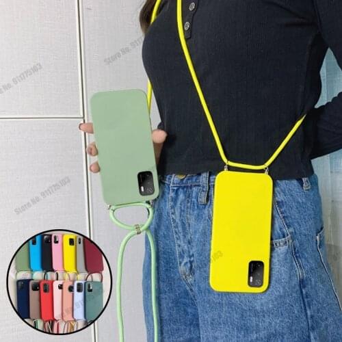 Case For Xiaomi Poco M3 Pro Soft TPU Silicone Protective Phone Case For Poco M3 pro Crossbody Lanyard Strap Rope Cord Cover Capa