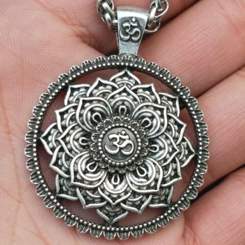 Flower Necklace Mandala Pendant Indian Mandala Zen Yoga OM Viking Necklaces Flower of Life Pendant Mandala Fashion Jewelry