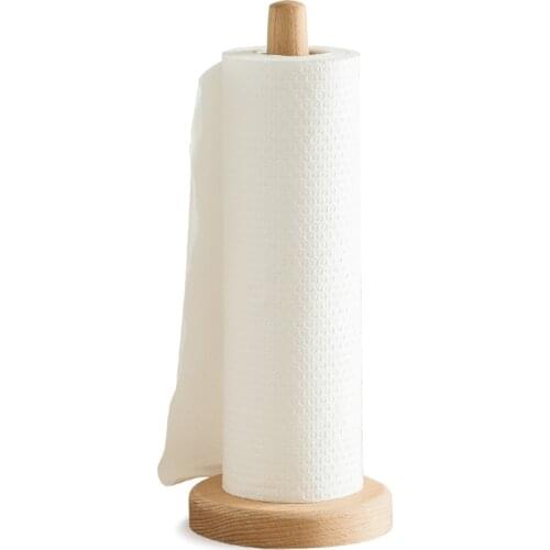 Kitchen Wooden Roll Paper Towel Holder Home Bathroom Toilet Vertical Stand Tissue Holder Kitchen Accessories Roll Paper Stand