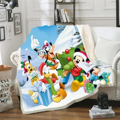 Disney Kids Blanket Home Textile Cartoon Mickey Printed Cartoon Boys Gift Coral Fleece Blanket Throw on Bed Sofa Blanket