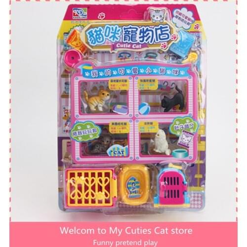 Pretend Play Cat Action Figure Toys Cuties Cat Store Take Care Cat Model Groceries Toys Children gift