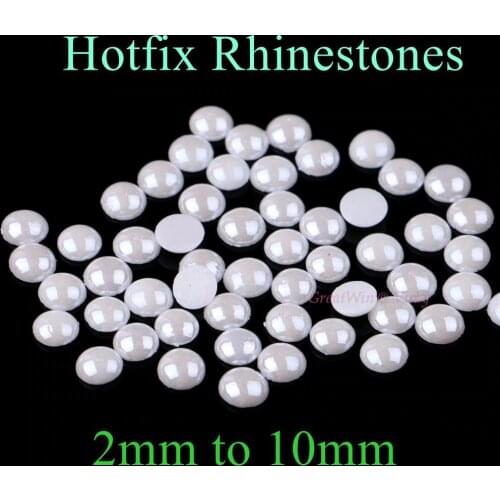 Ceramic Hotfix Rhinestone 2mm to 10mm White Color Flatback Polymer Clay Rhinestones Hot Fix Strass Stones DIY Iron-On
