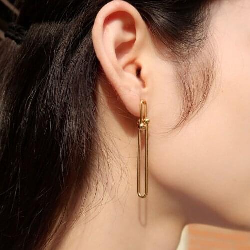 Korean Earrings For Women Fashion Jewelry Elegant Charm Chain Gold Long Stud Earring Ladies Exaggerated Piercing Earings