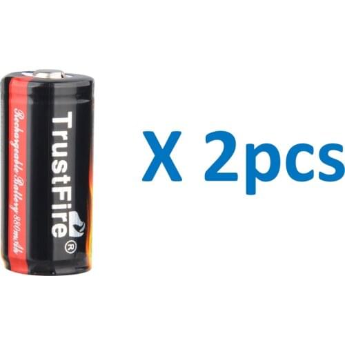 TrustFire 16340 Lithium Battery 2 Pack 3.7V 880Mah Rechargeable Li Ion Batteries Cells Nipple Top with PCB for Flashlight