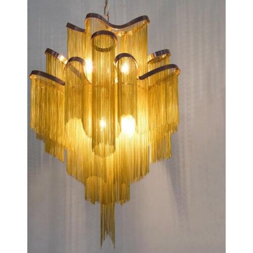Nordic style aluminum chandelier luxury double staircase atmosphere hotel works tassel postmodern designer villa lights led lamp
