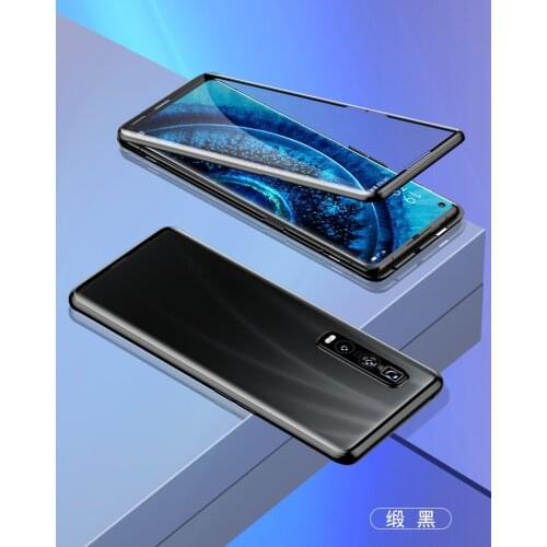 Magnetic Case 360 Front+Back Double-sided Tempered Glass Case For Realme 8 Pro C21 Q2 V5 Reno 5 6 Pro Plus Metal Bumper