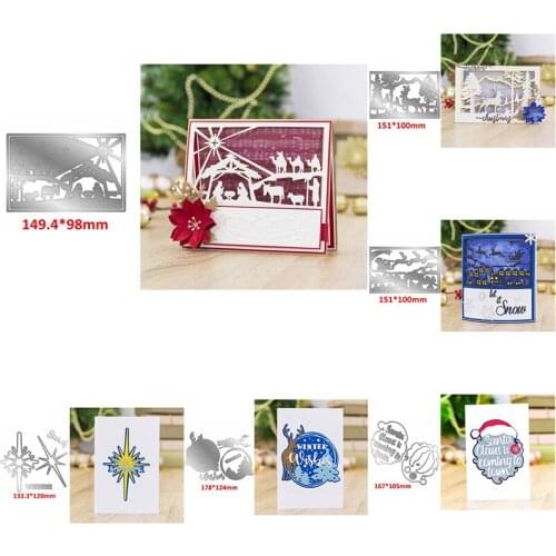 Metal Cutting Dies Running Reindeer Jesus Nativity Scenery Silhouette Christmas Wishes Starburst Ornament DIY Scrapbooking 2020