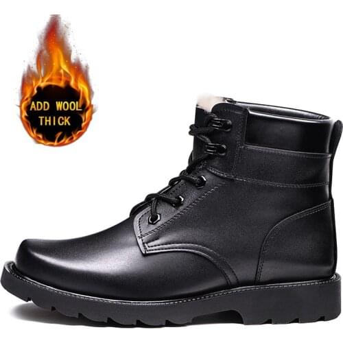 Men Leather Shoes Winter Men Military Boots Steel Head Antiskid Couple Snow Boots Round Toe Rubber Steel Sole Work Boots 2020