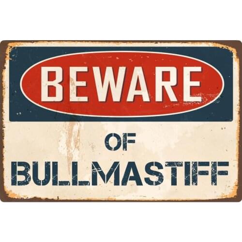 StickerPirate Beware of Bullmastiff 8 x 12 Vintage Aluminum Retro Metal Sign VS085