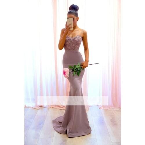 2019 Cheap Bridesmaid Dresses Under 50 Mermaid Spaghetti Straps Lace Beaded Backless Long Wedding Party Dresses