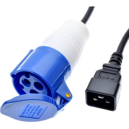 IEC C20 Plug to 332C6 Connector Power cord ,plug a device with a IEC309 332P6 inlet or plug into an IEC320 C19 receptacle,16Amps