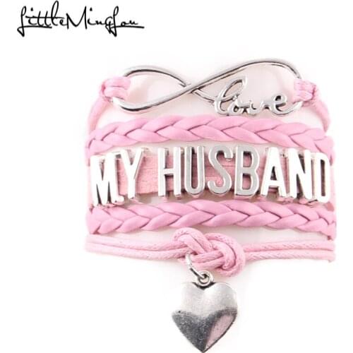 Little MingLou Infinity love My Husband Bracelet heart Charm leather wrap bracelets & bangles for Women jewelry wife gift