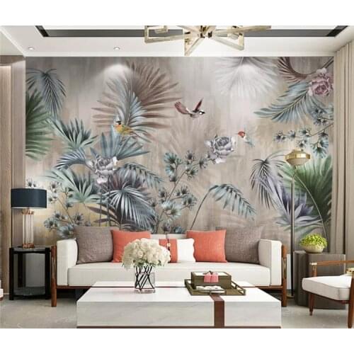 Custom 3D wallpaper Nordic plant leaves retro TV background wall painting papel de parede wall papers home decor