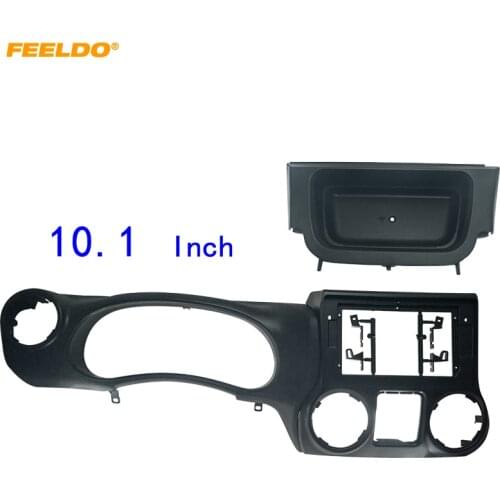 FEELDO Car 2Din Audio Face Plate Fascia Frame For Jeep Wrangler 11-14 10.1" Big Screen CD/DVD Player Panel Dash Mount Kit