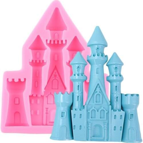 Fairytale Castle Silicone Mold 3D Craft House Fondant Mould Wedding Cake Decorating Tools Soap Resin Clay Candy Chocolate Moulds