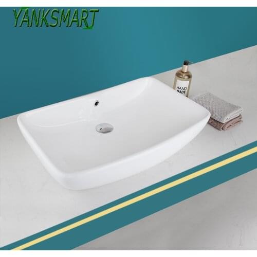 YANKSMART US Contemporary Marble Ceramic Lavatory Basin Sink Above Counter Washbasin Home Bathroom Deck Mounted Vessel Sink