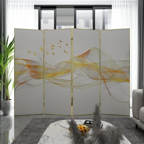 Light luxury art screen partition simple modern living room shelter folding mobile office hotel metal folding screen
