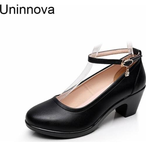 Uninnova Womens Super High Heel Pumps Working Career Shoes Autumn Spring Genuine Leather Shoes Extral Plus Size 43 WP077