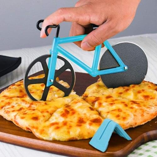 Bicycle Pizza Cutter Wheel Stainless Steel Plastic Bike Roller Pizza Chopper Slicer Kitchen Gadget Pizza Party Cutter Knives