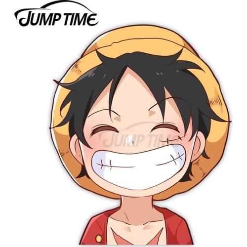 Jump Time 13 x 9.8cm Vinyl Car Stickers Luffy Cartoon Avatar Car Decals Surfboard Refrigerator Waterproof Car Accessories