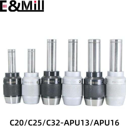 High Quality C20 C25 C32 APU13 APU16 Straight Shank self-tightening Tool Holder drill chuck milling machine tool holder spindle