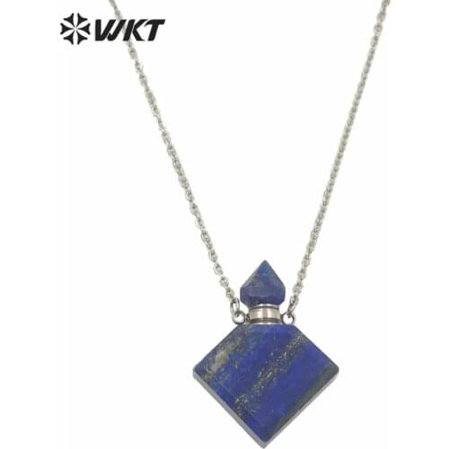 WT-N1230 WKT Popular Jewelry necklace silver color chain natural stone perfume bottle necklace for women sepcial gift