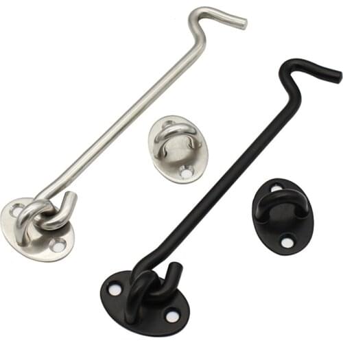 1Set Barn Door Lock Sliding Door Lock Barn Gate Latch Stainless Steel Hook Lock Black Door Roller Shower Room Cabin Accessories