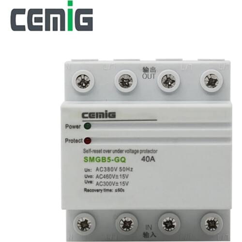 Cemig SMGB5-GQ AC380V 4P Automatic Recovery Reconnect Over Voltage and Under Voltage Protective Device Protection Relay