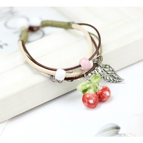 1PCS New Fashion Fruit strawberry Ancients Handmade Ceramic Beads Charm Gift Womens Bracelet Jewelry