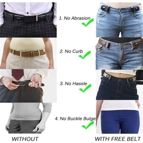 1 pc Buckle-Free Belt For Jean Pants,Dresses,No Buckle Stretch Elastic Waist Belt For Women/Men,No Bulge,No Hassle Waist Belt
