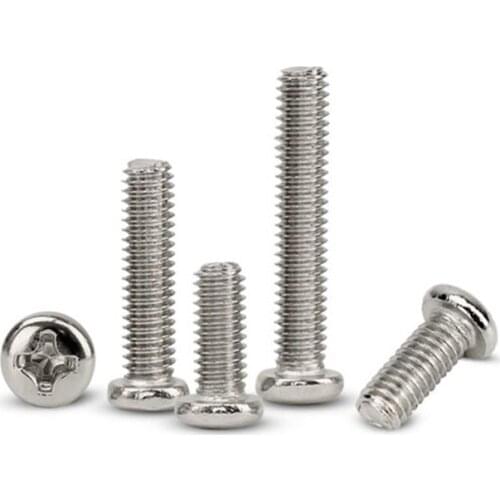10/50 M2 M2.5 M3 M3.5 M4 M5 M6 M8 A2 304 Stainless steel Cross Round Phillips Pan Head Screw Bolt Dia 2 3 4 5 8mm Length 3-100mm