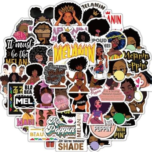 10/50PCS/lot Inspirational Black Girl Melanin Poppin Sticker for DIY Laptop Phone Guitar Suitcase Luggage Skateboard Stickers