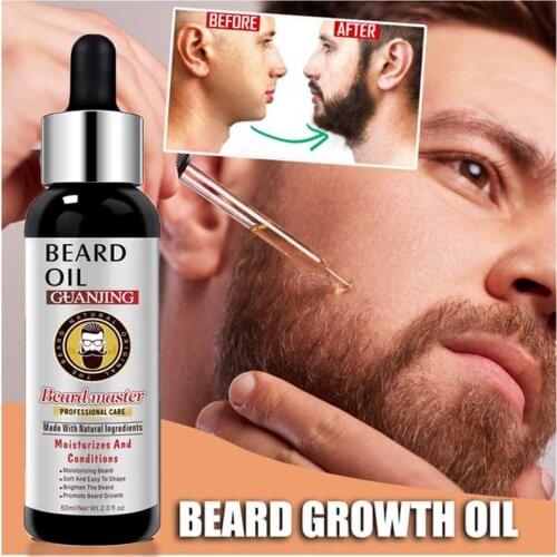 60ml Natural Beard Growth Oil Men Anti Hair Loss Grow Moustache Essential Oil Thicker Fuller Gentlemens Beard Hair Extension
