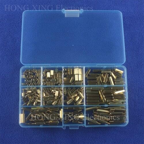 250pcs/set brass standoff Yellow M3 Thread Spacer Brass Hex Stand-Off Pillars Set Assortment Kit male to female Female Female
