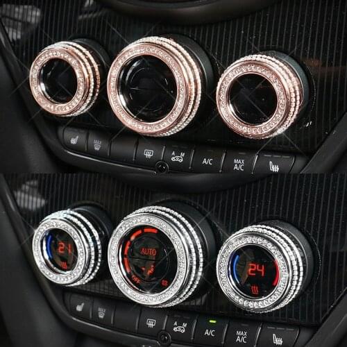 3pcs Car Centre Console Multimedia Knob Cover Decoration Crystals Trim Sticker for Mini Cooper F54 F55 F56 F60 Styling
